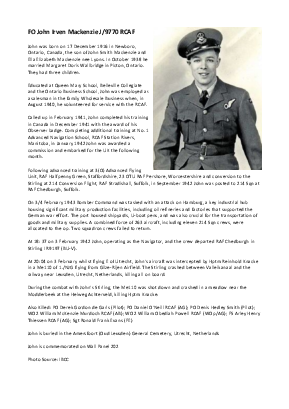 A preview of a PDF biography for Mackenzie, John Irven